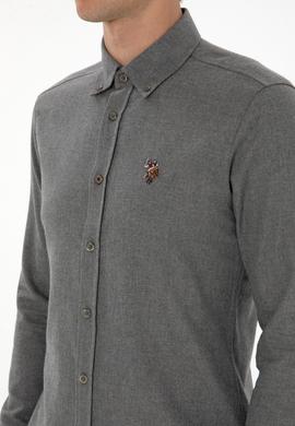 Erkek Gri Uzun Kollu Basic Gömlek - 50307686217