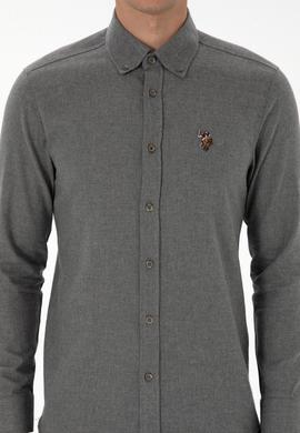 Erkek Gri Uzun Kollu Basic Gömlek - 50307686217