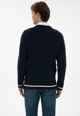 Erkek Regular Fit V Yaka Lacivert Kazak - 50308337008