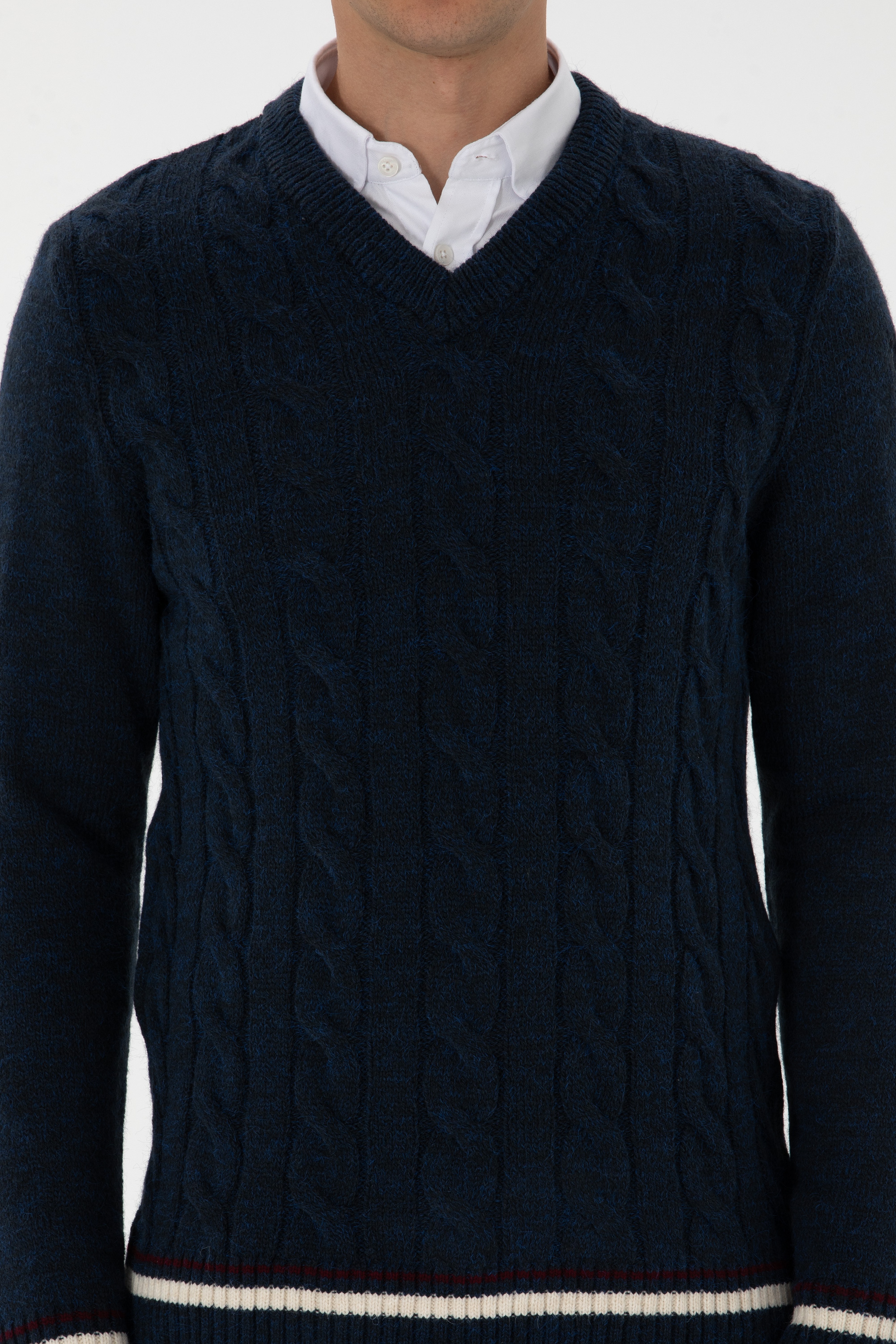 Erkek Regular Fit V Yaka Lacivert Kazak