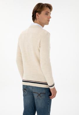 Erkek Regular Fit V Yaka Krem Kazak - 50308337026