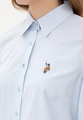 Kadın Açık Mavi Uzun Kollu Basic Gömlek - 50308038003