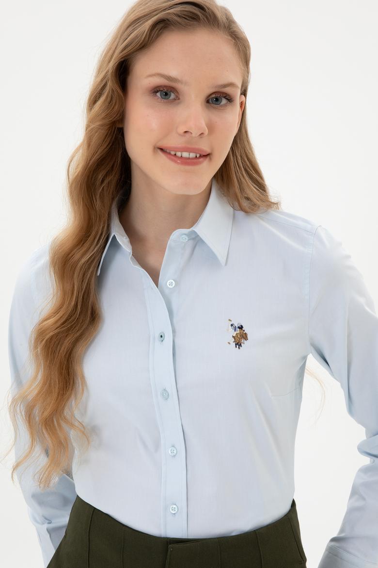 Kadın Açık Mavi Uzun Kollu Basic Gömlek - 50308038003