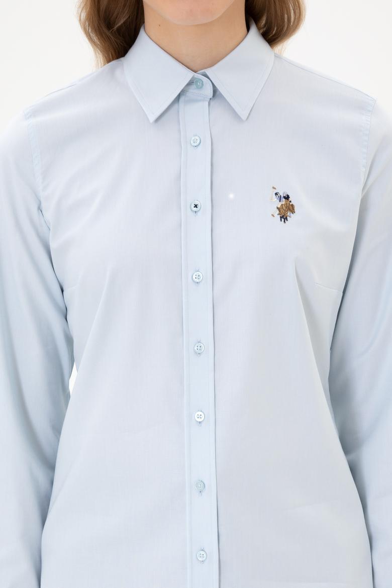 Kadın Açık Mavi Uzun Kollu Basic Gömlek - 50308038003