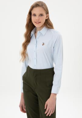 Kadın Açık Mavi Uzun Kollu Basic Gömlek - 50308038003