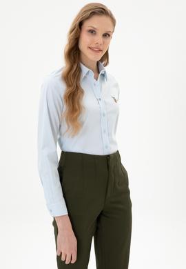 Kadın Açık Mavi Uzun Kollu Basic Gömlek - 50308038003