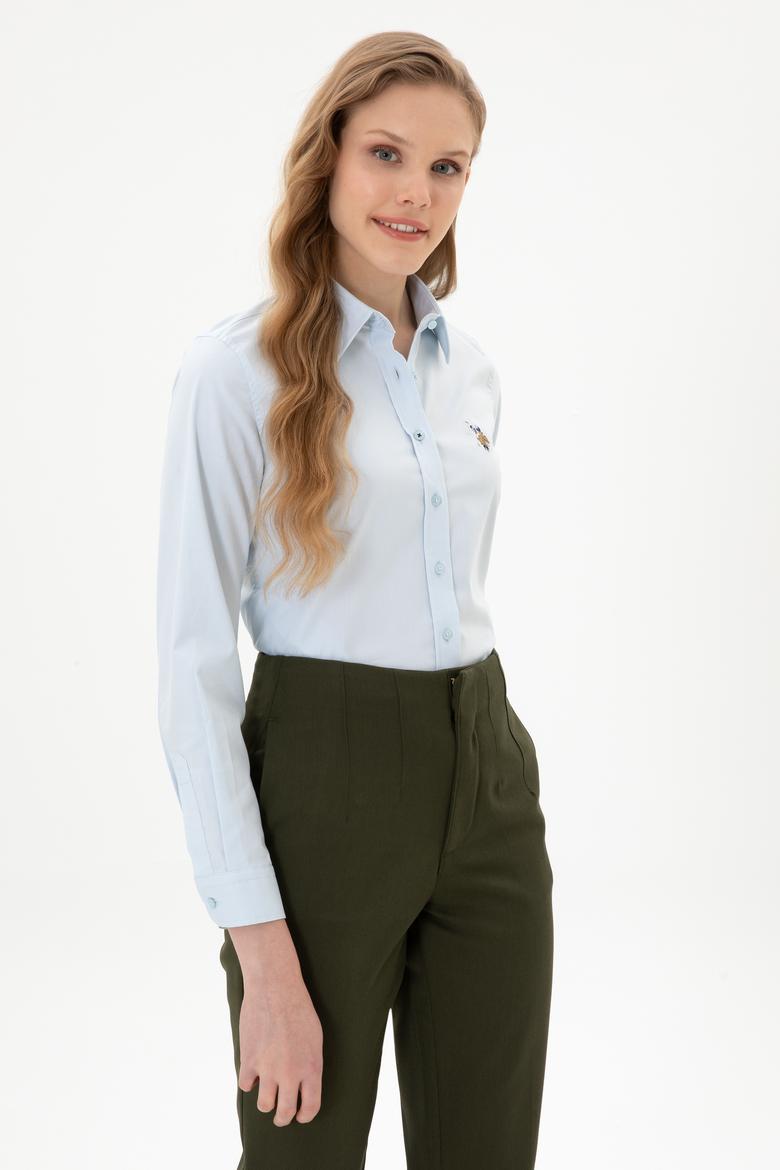 Kadın Açık Mavi Uzun Kollu Basic Gömlek - 50308038003