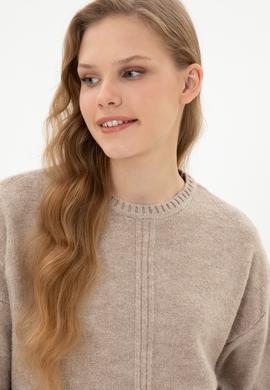 Kadın Taş Melanj Bisiklet Yaka Kazak - 50307879012