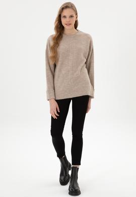 Kadın Taş Melanj Bisiklet Yaka Kazak - 50307879012