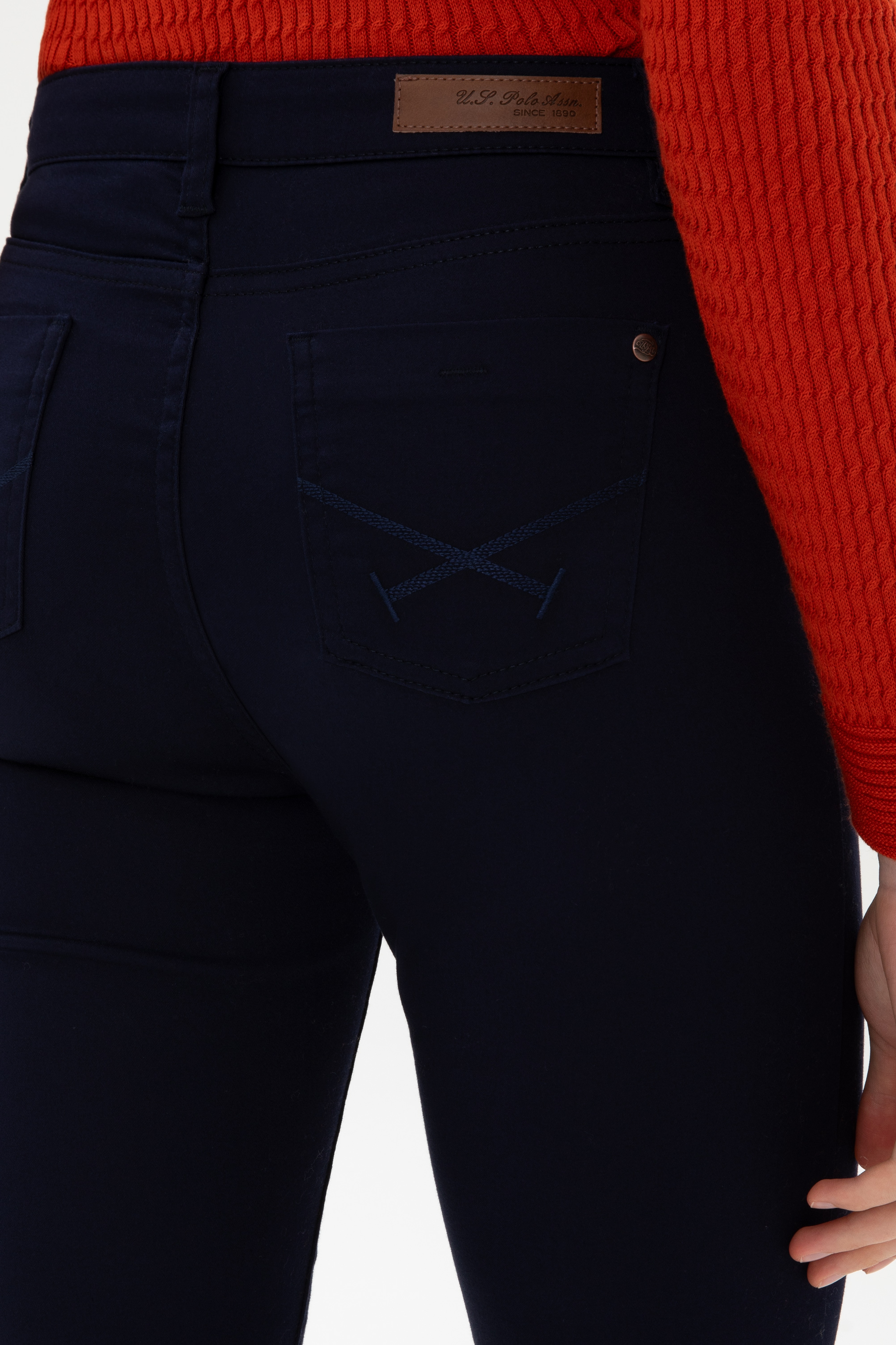 Kadın Lacivert Toothpick Fit Kanvas Pantolon - Image 6