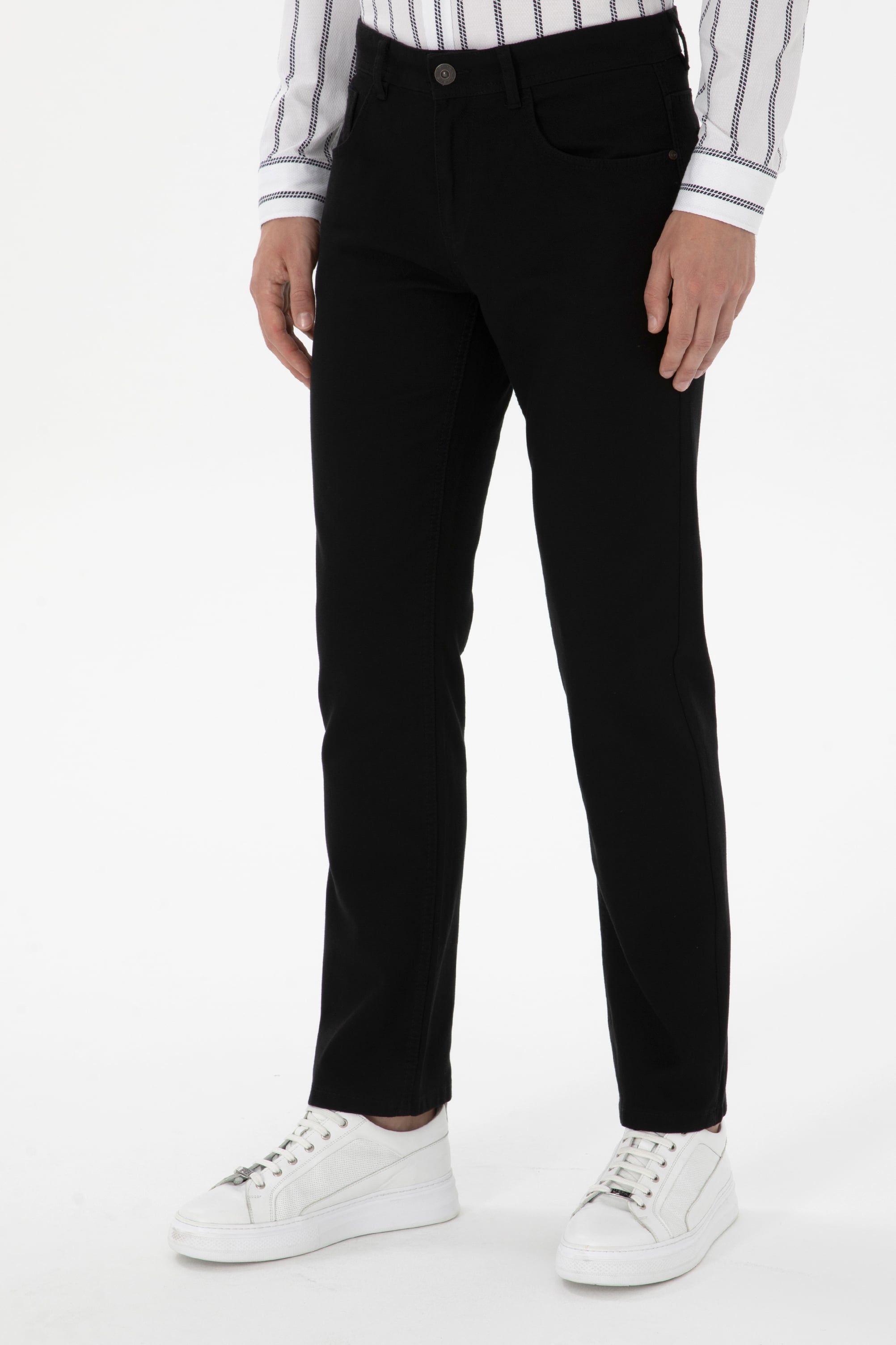 Erkek Regular Fit Siyah Kanvas Pantolon - Image 2