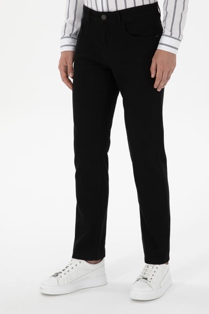 Erkek Regular Fit Siyah Kanvas Pantolon