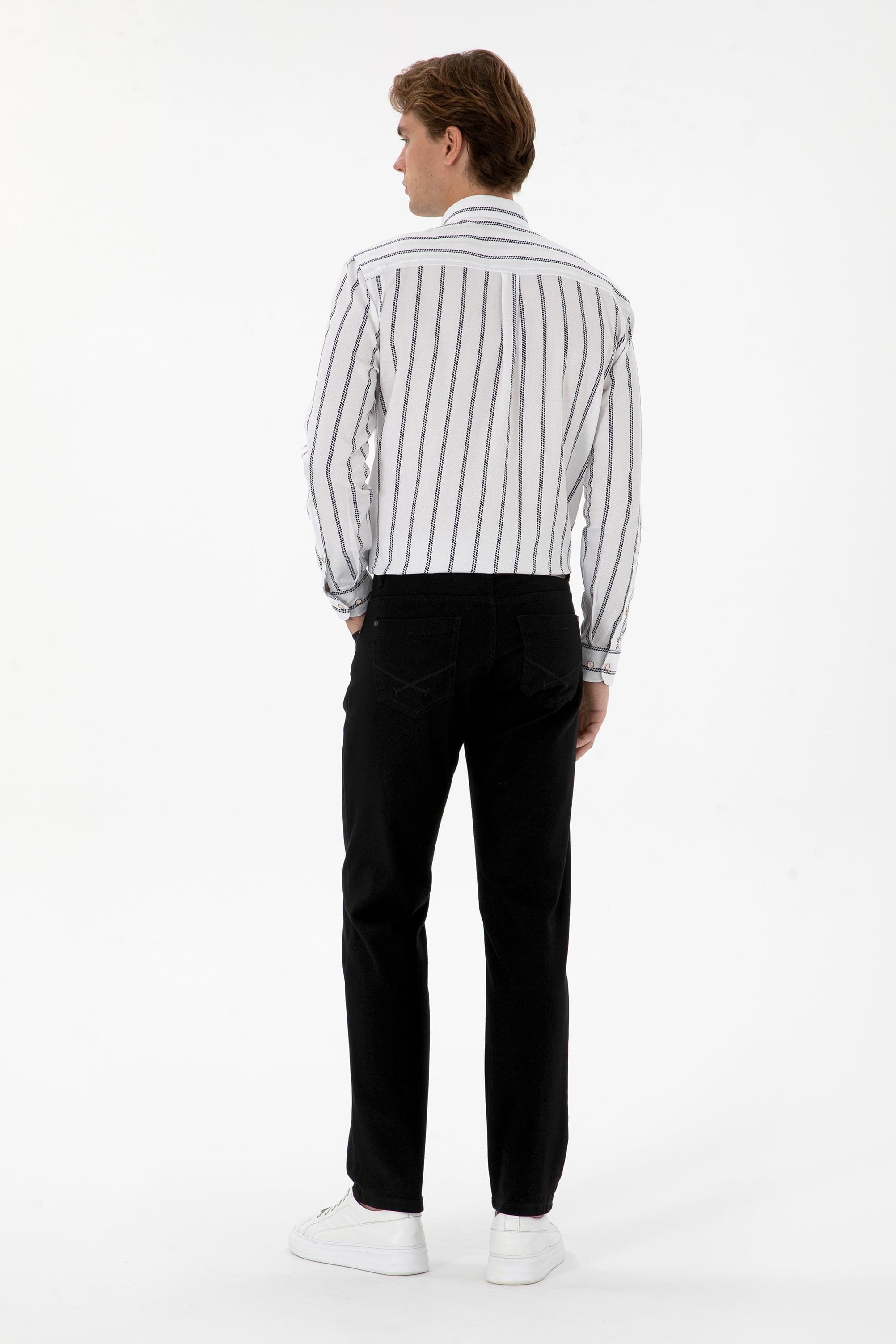 Erkek Regular Fit Siyah Kanvas Pantolon - Image 4