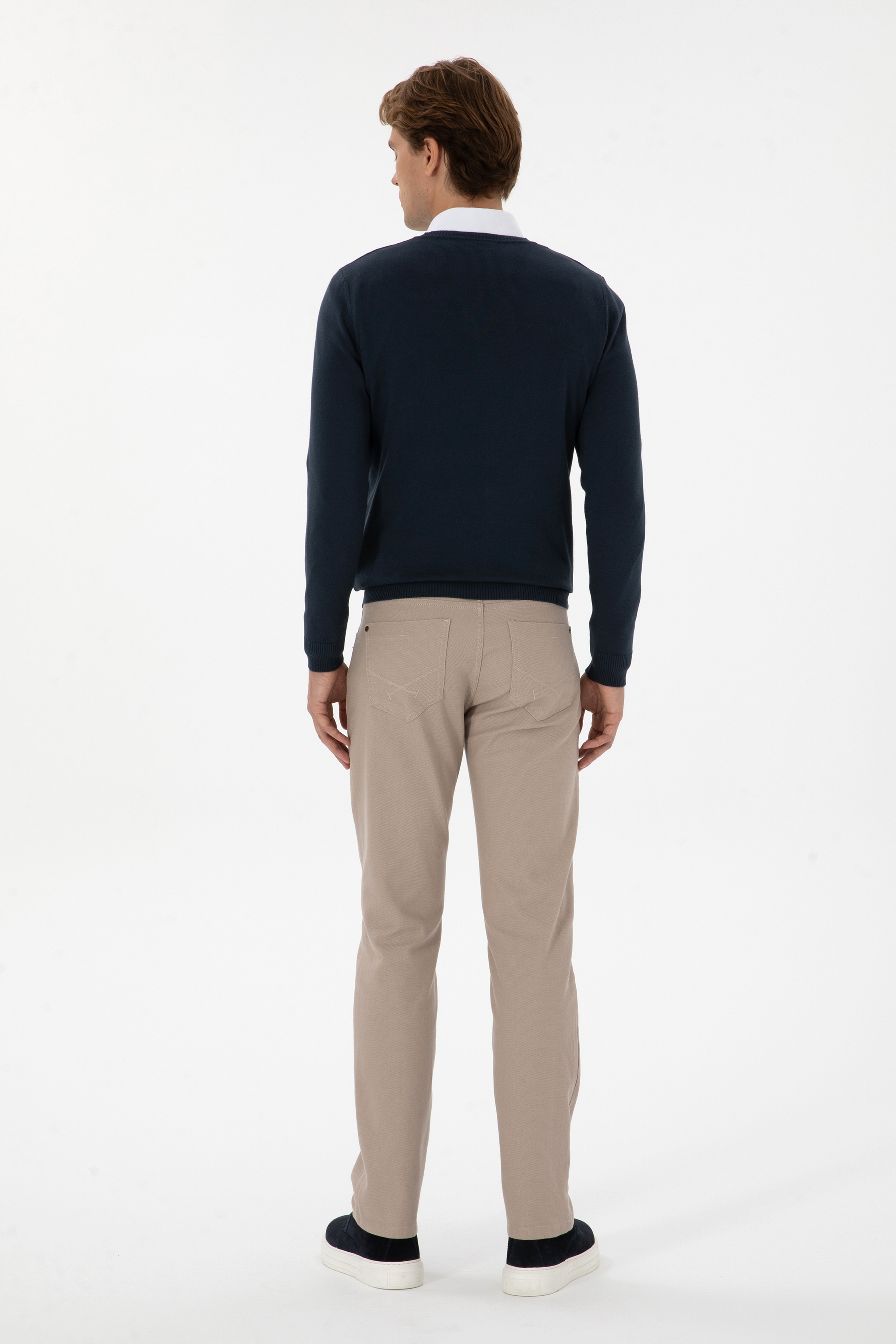 Erkek Regular Fit Koyu Bej Kanvas Pantolon