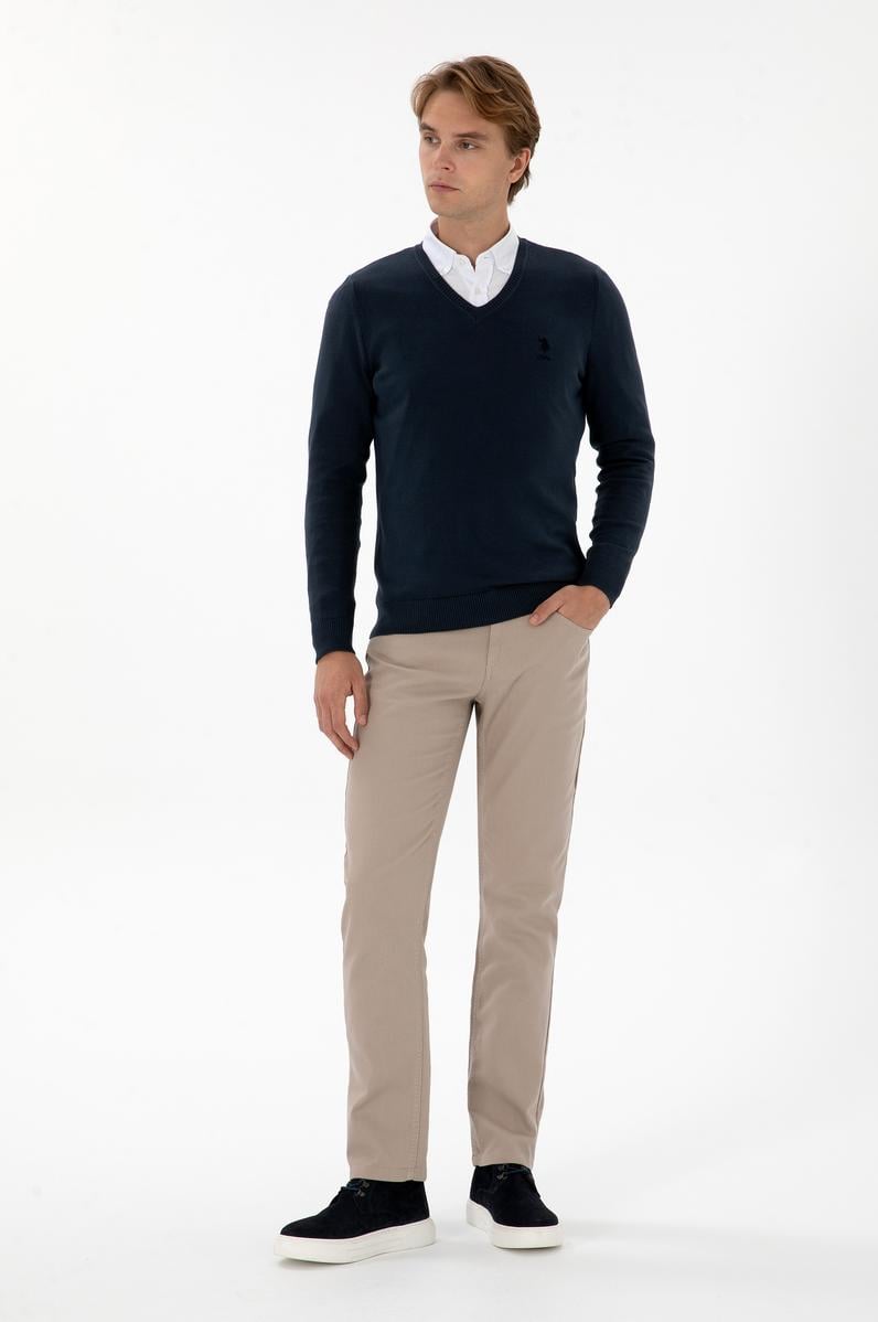 Erkek Koyu Bej Kanvas Pantolon