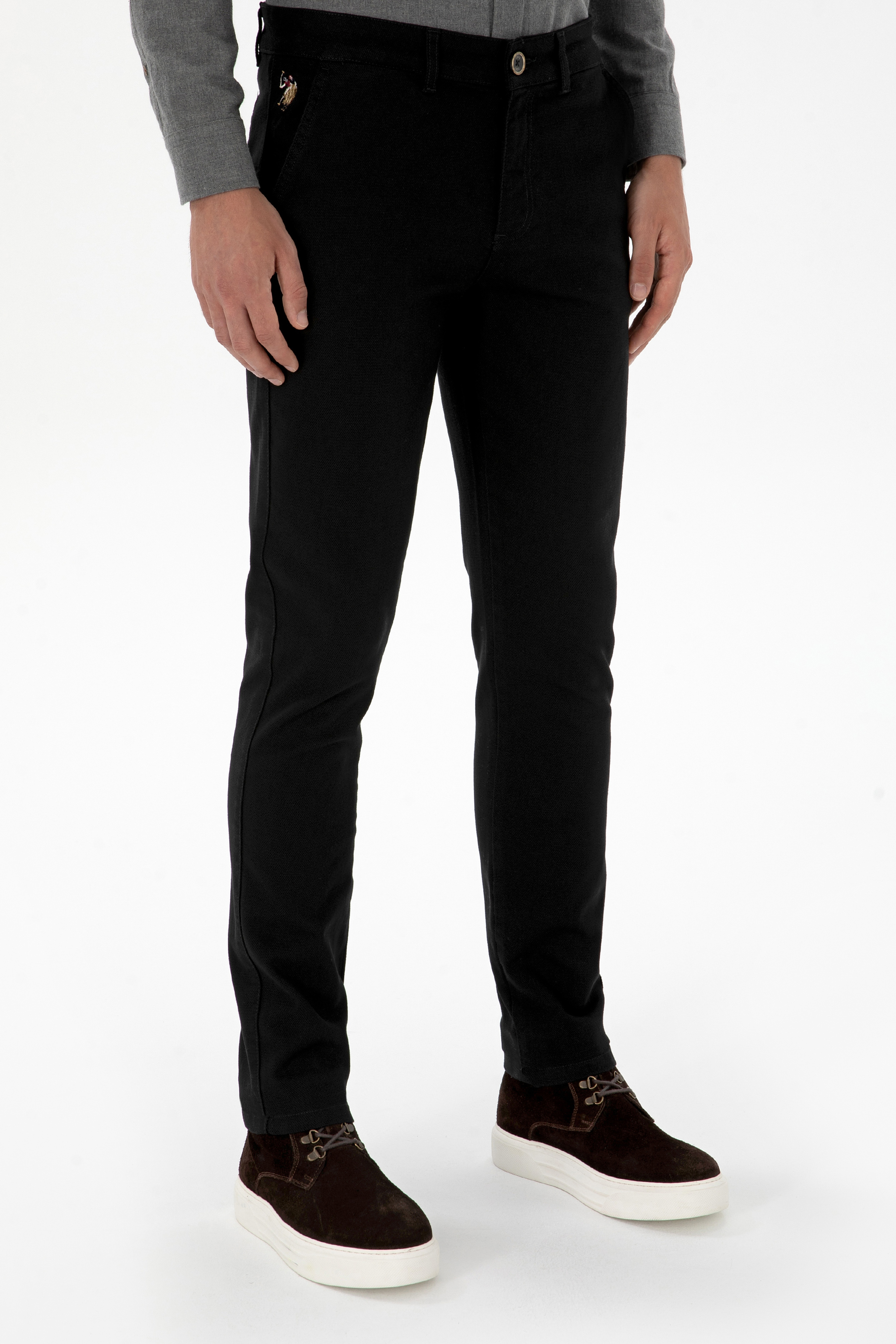 Erkek Slim Fit Siyah Kanvas Pantolon - Image 2