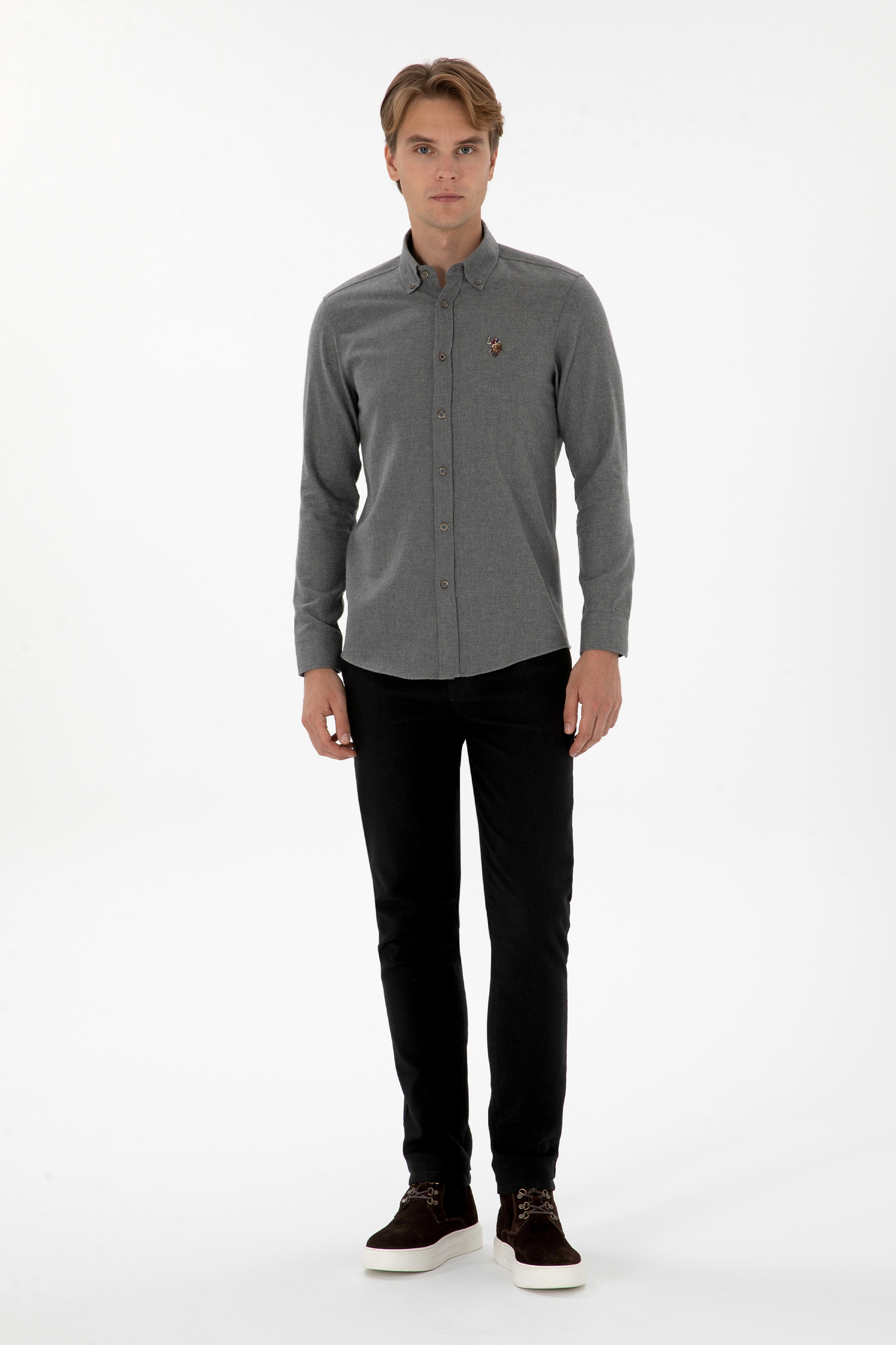 Erkek Slim Fit Siyah Kanvas Pantolon - Image 1