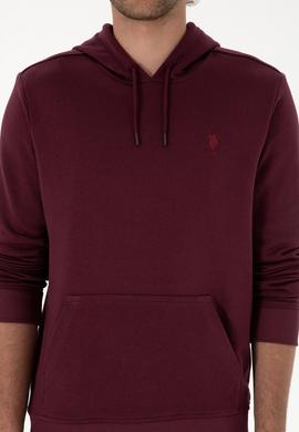 Erkek Regular Fit Kapüşonlu Koyu Bordo Basic Sweatshirt - 50313720119