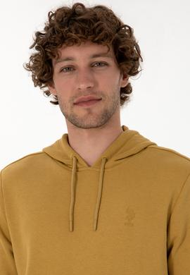 Erkek Regular Fit Kapüşonlu Hardal Basic Sweatshirt - 50313720153