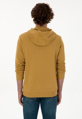 Erkek Regular Fit Kapüşonlu Hardal Basic Sweatshirt - 50313720153