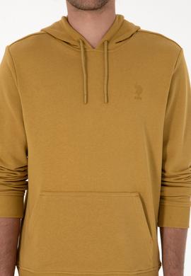 Erkek Regular Fit Kapüşonlu Hardal Basic Sweatshirt - 50313720153