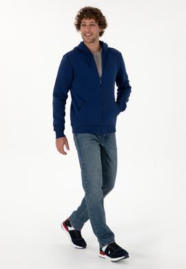 Erkek Regular Fit İndigo Şardonlu Örme Hırka - 50313755163