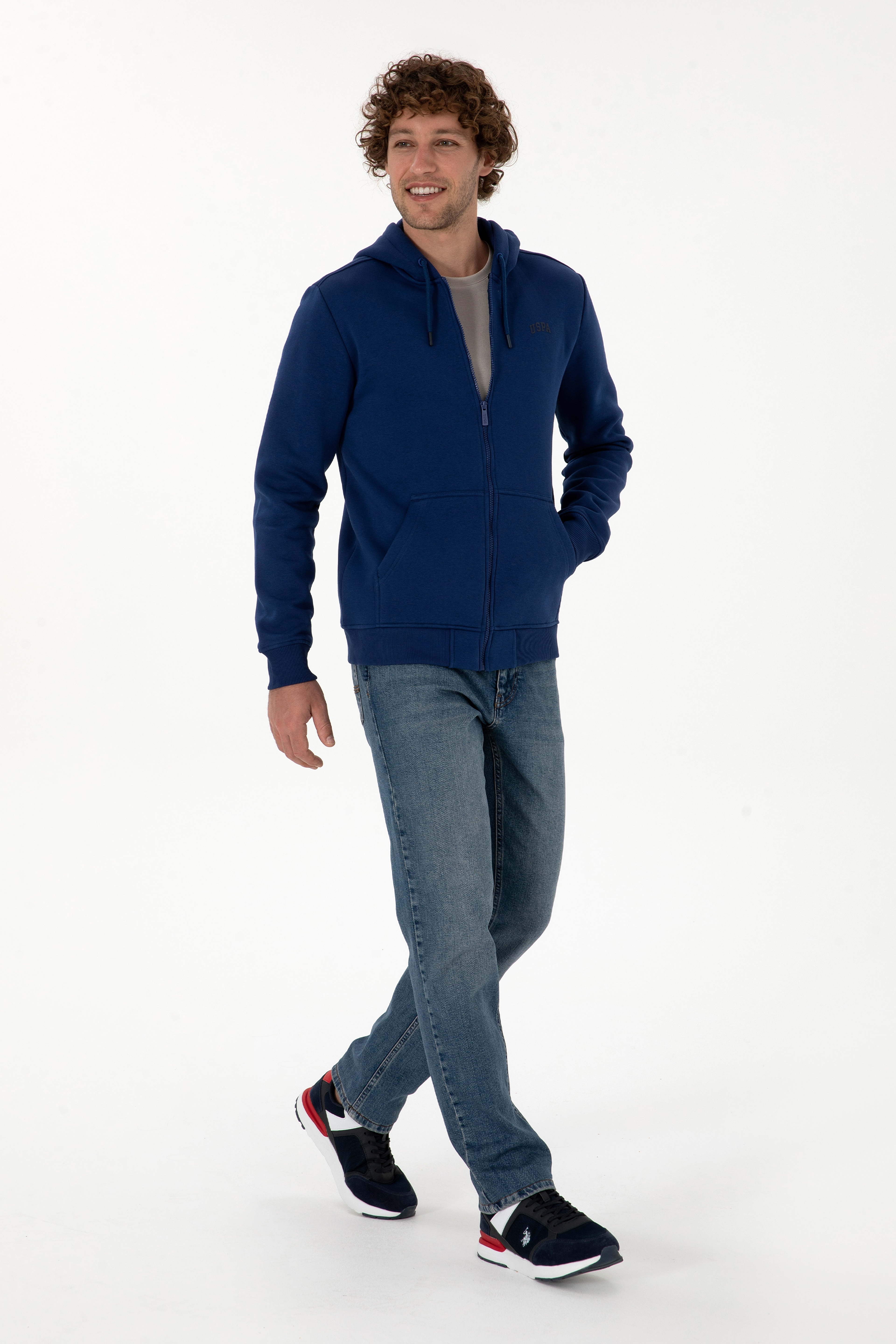 Erkek Regular Fit İndigo Şardonlu Örme Hırka - Image 4