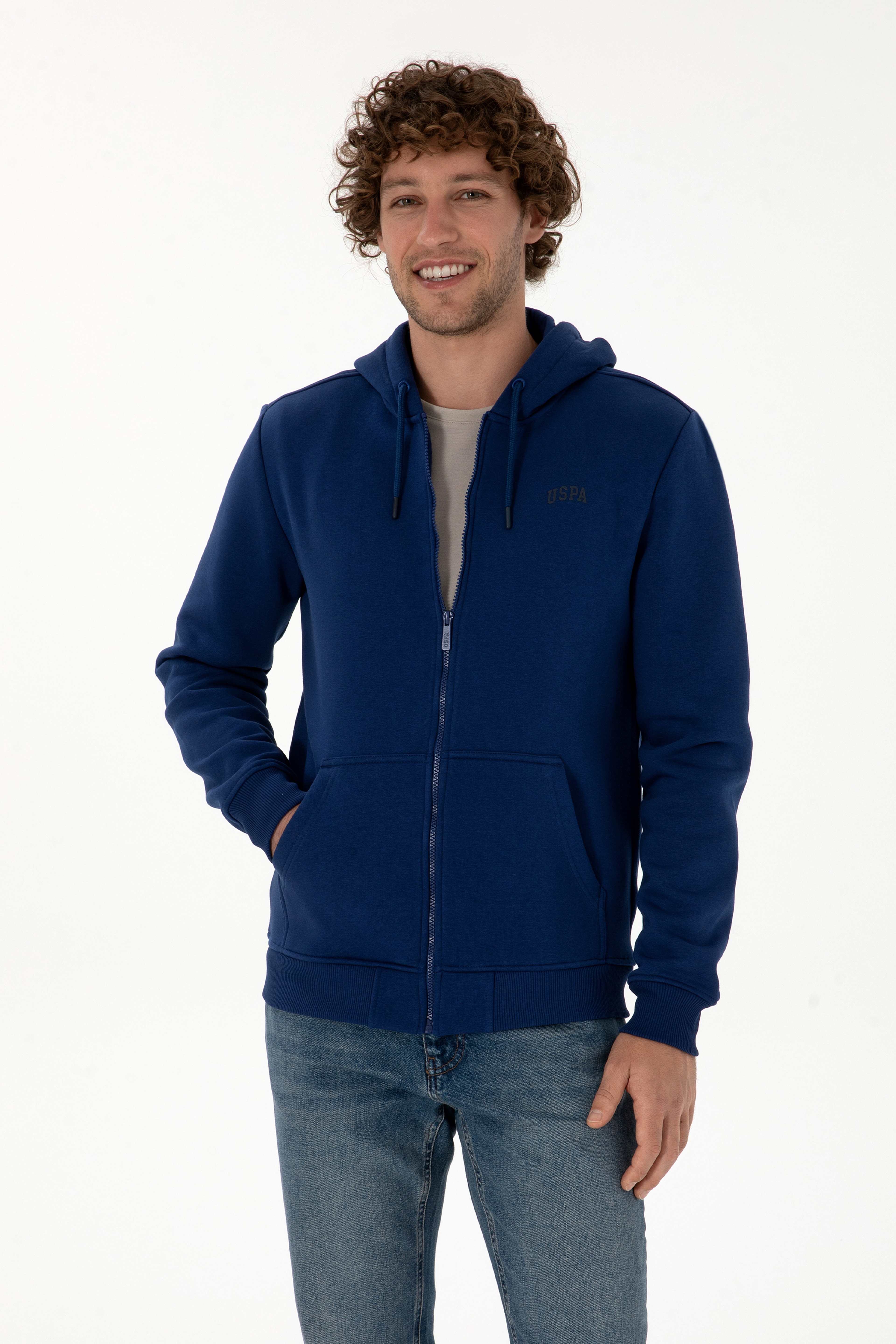 Erkek Regular Fit İndigo Şardonlu Örme Hırka - Image 3