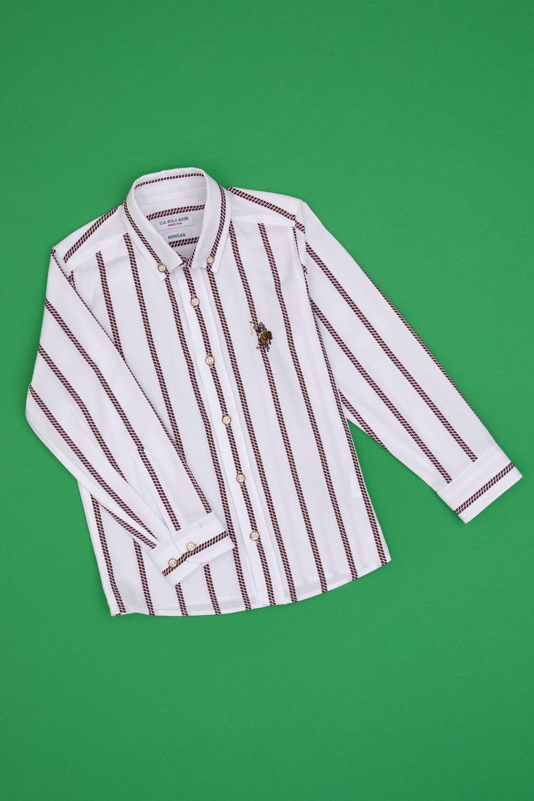 Erkek Çocuk Bordo Uzun Kollu Gömlek