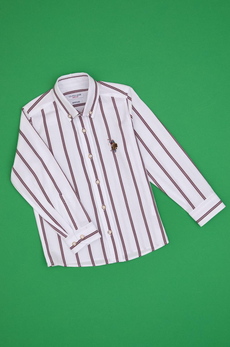 Erkek Çocuk Bordo Uzun Kollu Gömlek