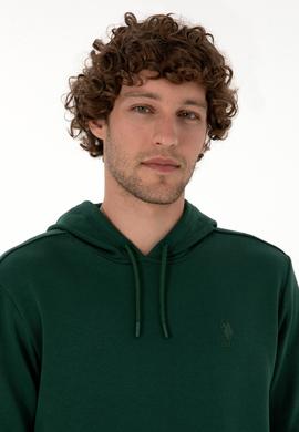 Erkek Regular Fit Kapüşonlu Koyu Yeşil Basic Sweatshirt - 50313720011