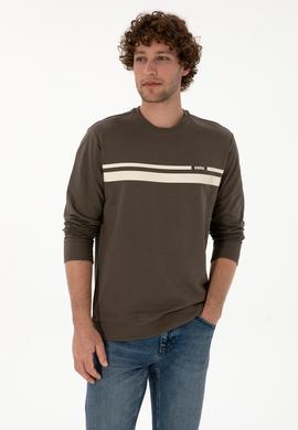 Erkek Regular Fit Bisiklet Yaka Vizon İnce Sweatshirt - 50313801023