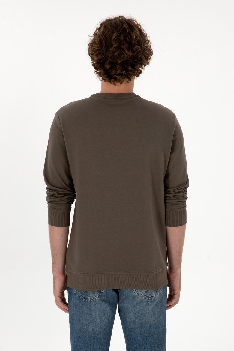 Erkek Regular Fit Bisiklet Yaka Vizon İnce Sweatshirt - 50313801023