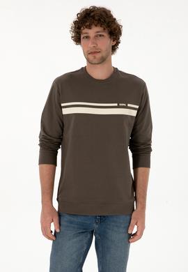 Erkek Regular Fit Bisiklet Yaka Vizon İnce Sweatshirt - 50313801023