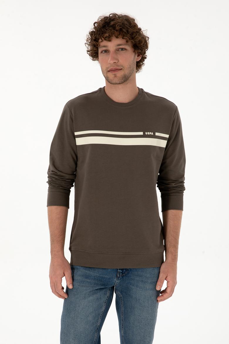 Erkek Regular Fit Bisiklet Yaka Vizon İnce Sweatshirt - 50313801023