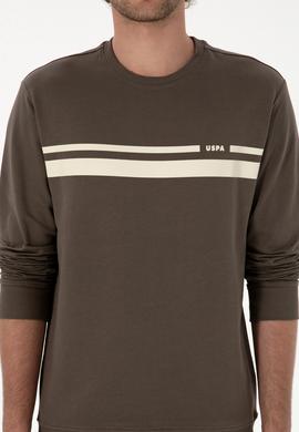 Erkek Regular Fit Bisiklet Yaka Vizon İnce Sweatshirt - 50313801023