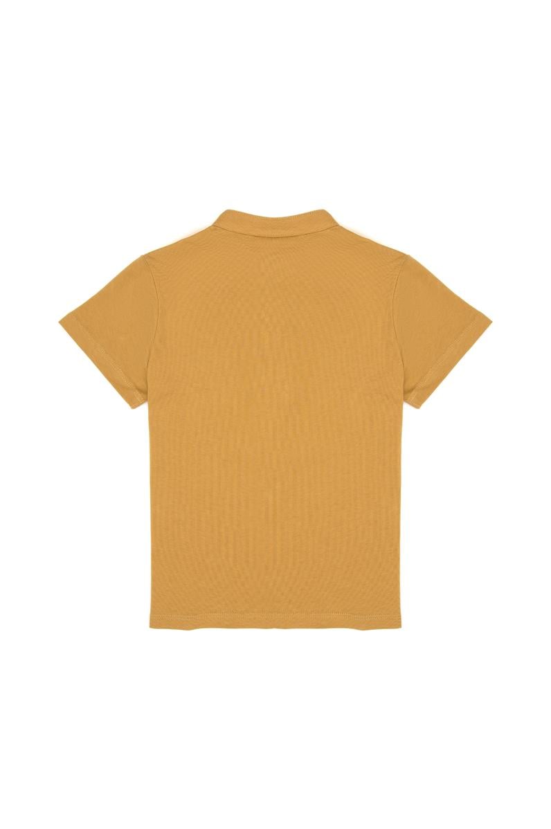 Erkek Çocuk Hardal Bisiklet Yaka Tişört