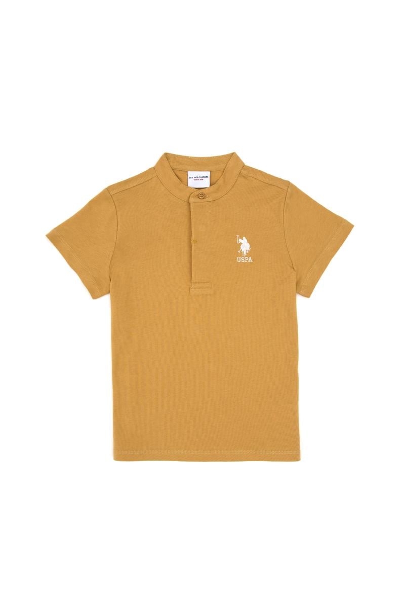 Erkek Çocuk Hardal Bisiklet Yaka Tişört