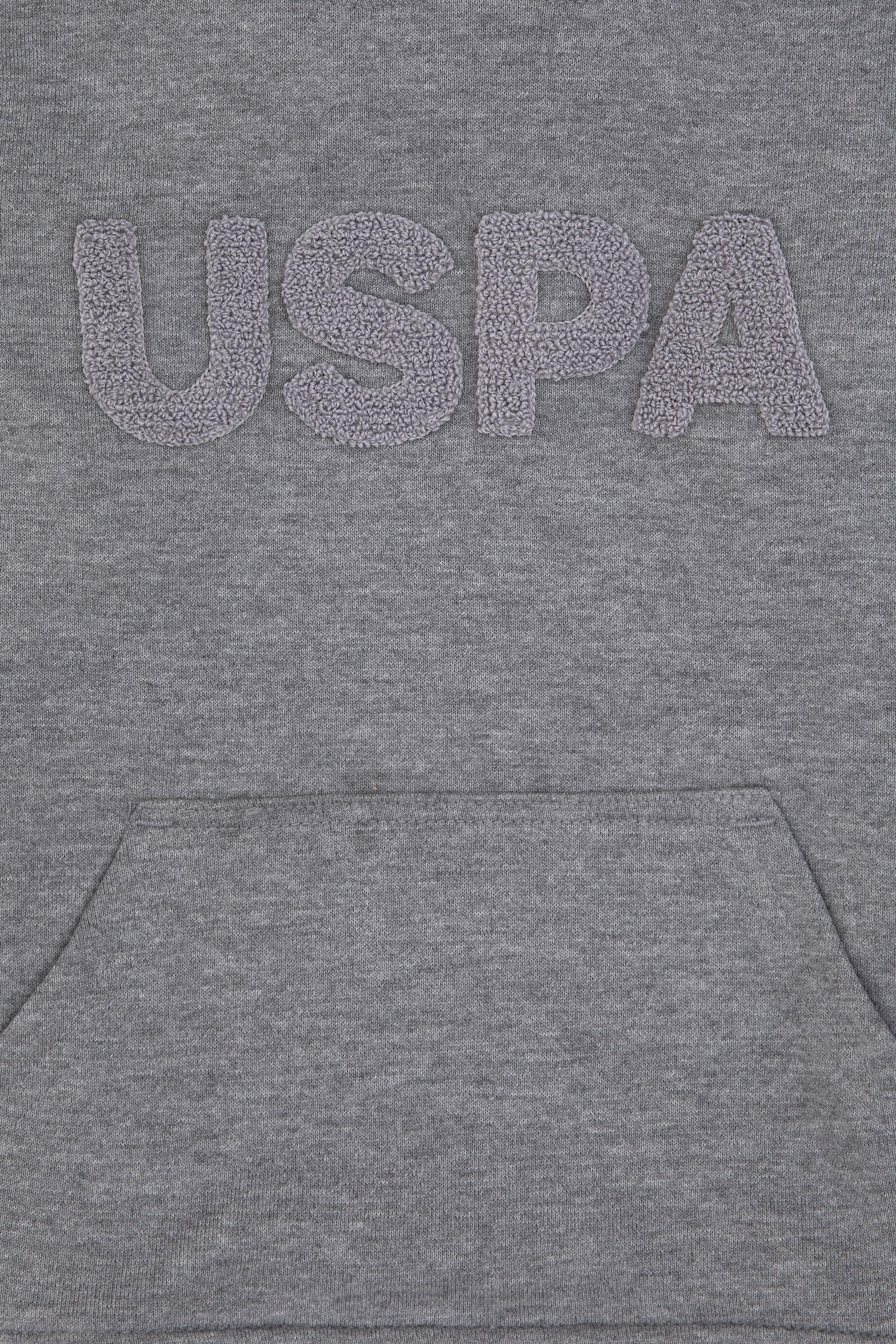 Erkek Çocuk Gri Melanj Basic Kapüşonlu Sweatshirt - Image 3