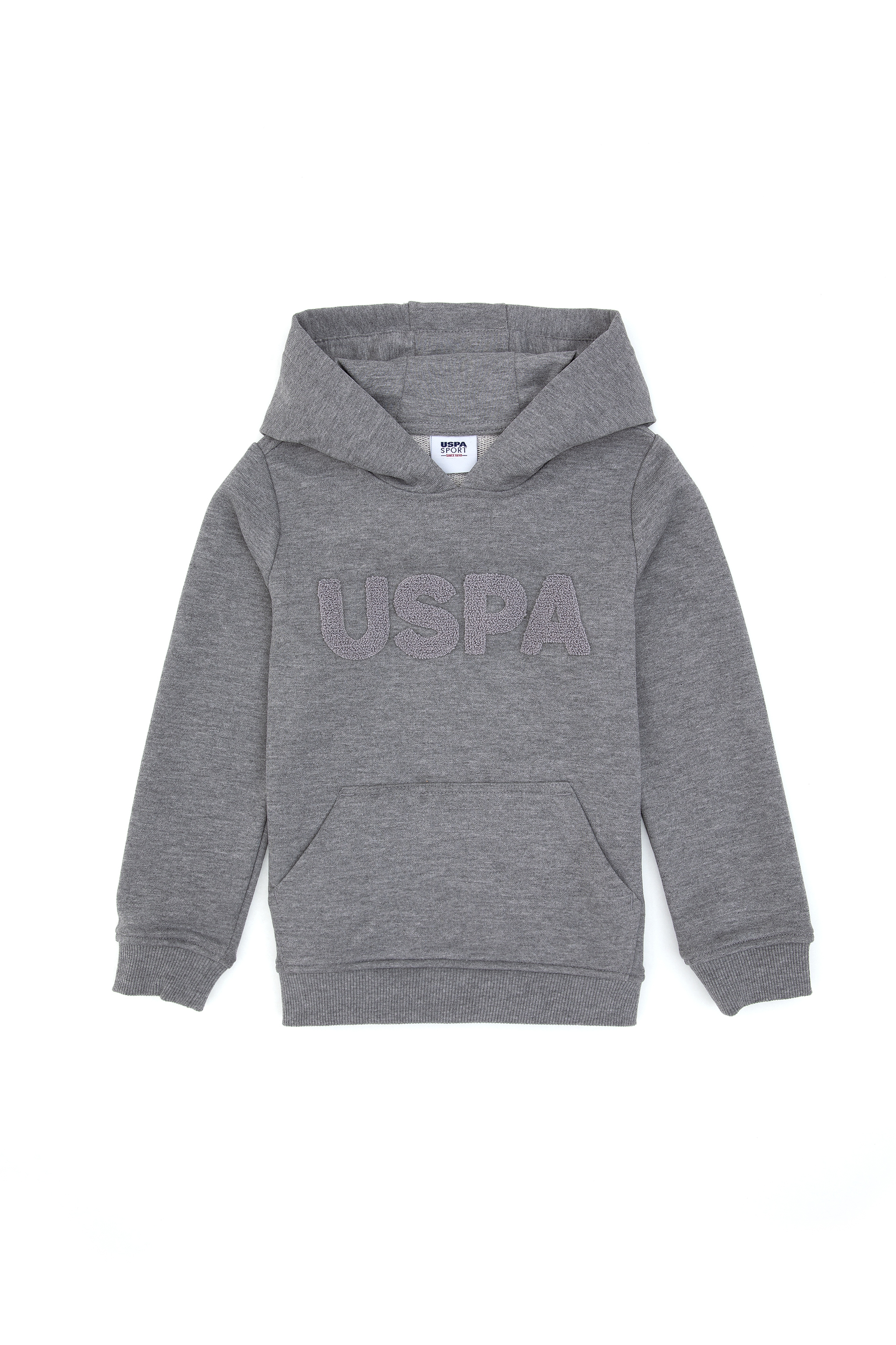 Erkek Çocuk Gri Melanj Basic Kapüşonlu Sweatshirt