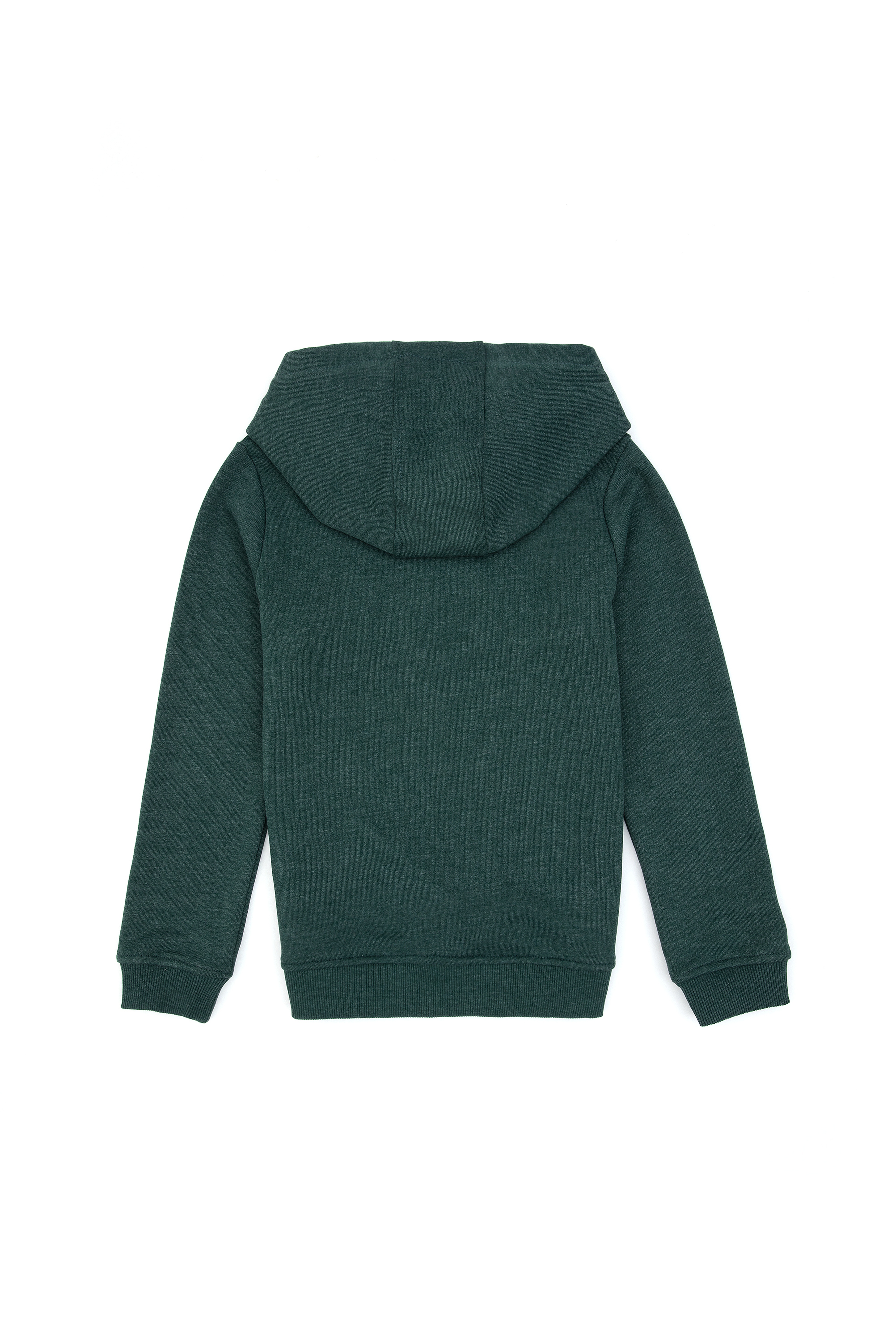 Erkek Çocuk Koyu Yeşil Basic Kapüşonlu Sweatshirt - Image 2