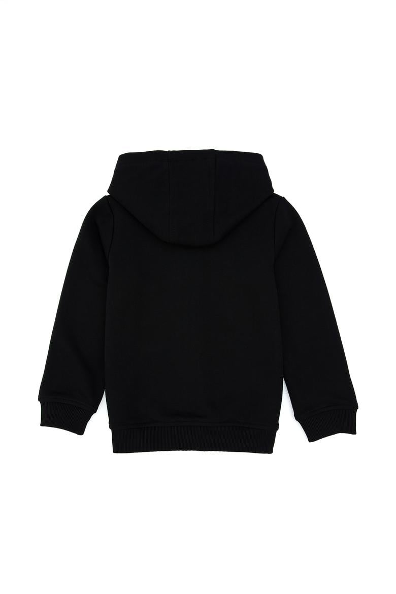 Erkek Çocuk Siyah Basic Kapüşonlu Sweatshirt - 50308439009