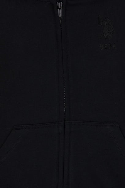 Erkek Çocuk Siyah Basic Kapüşonlu Sweatshirt