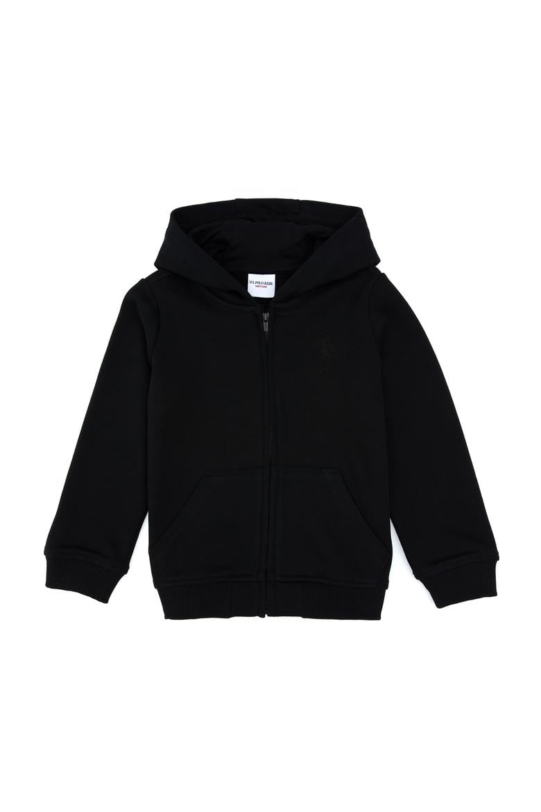 Erkek Çocuk Siyah Basic Kapüşonlu Sweatshirt