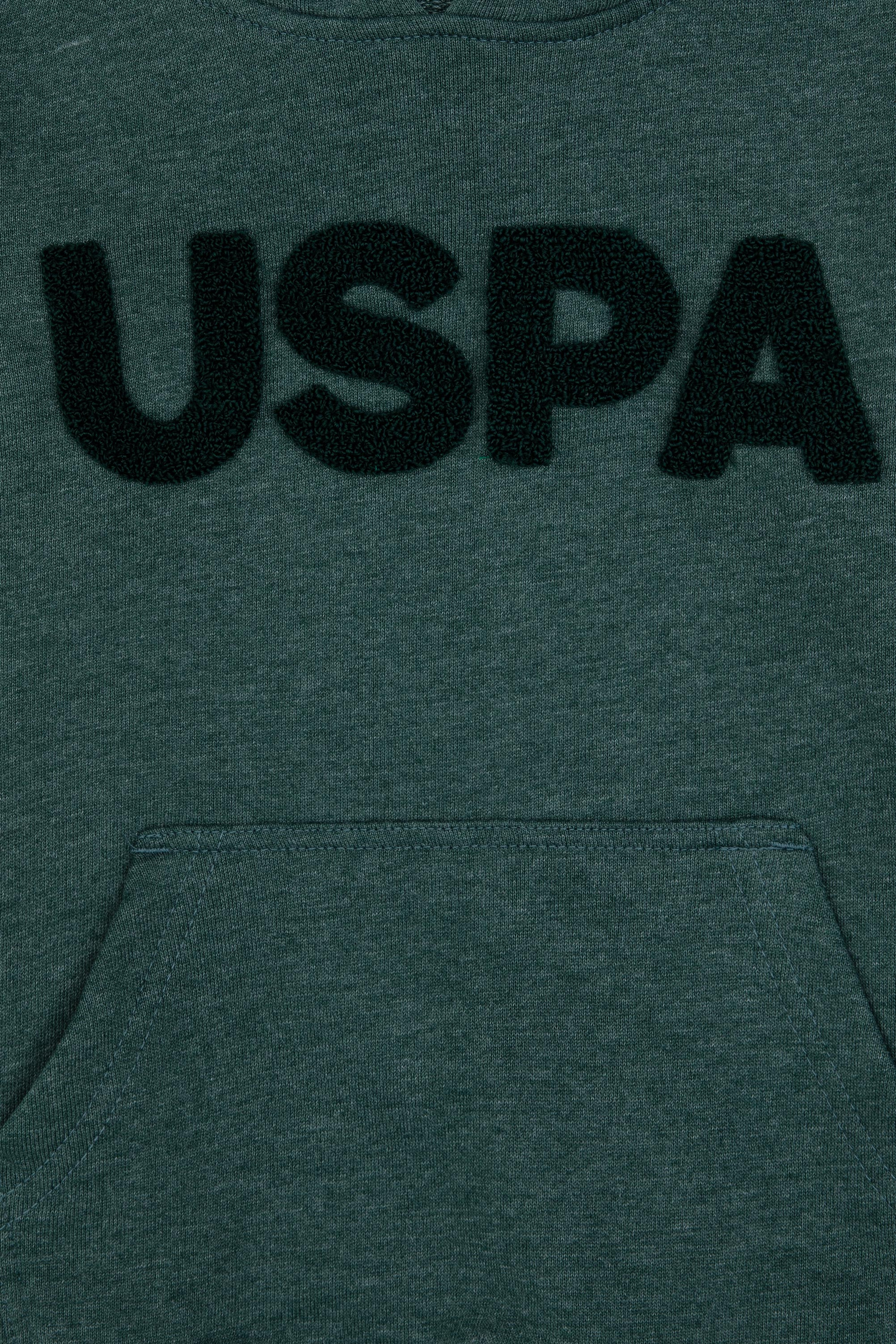 Erkek Çocuk Koyu Yeşil Basic Kapüşonlu Sweatshirt - Image 3