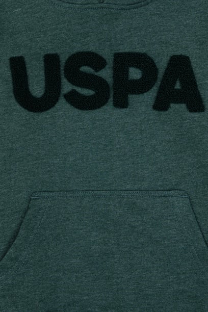 Erkek Çocuk Koyu Yeşil Basic Kapüşonlu Sweatshirt