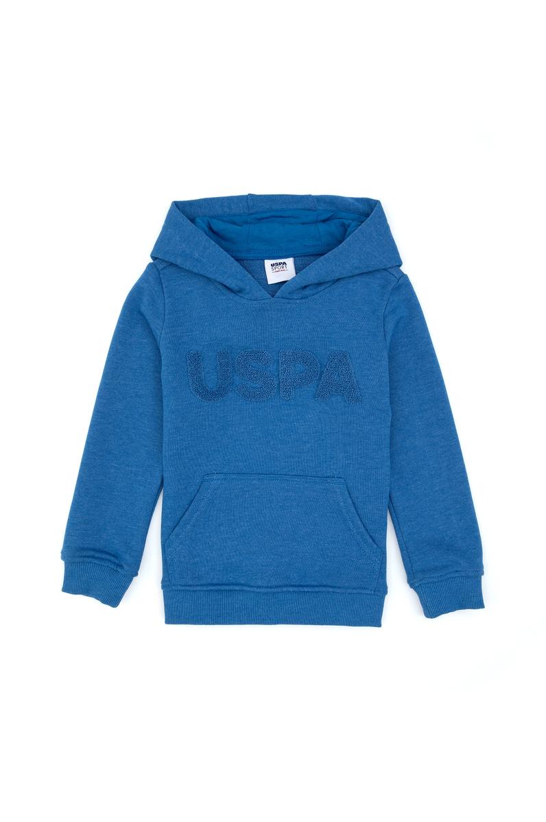Erkek Çocuk Mavi Basic Kapüşonlu Sweatshirt