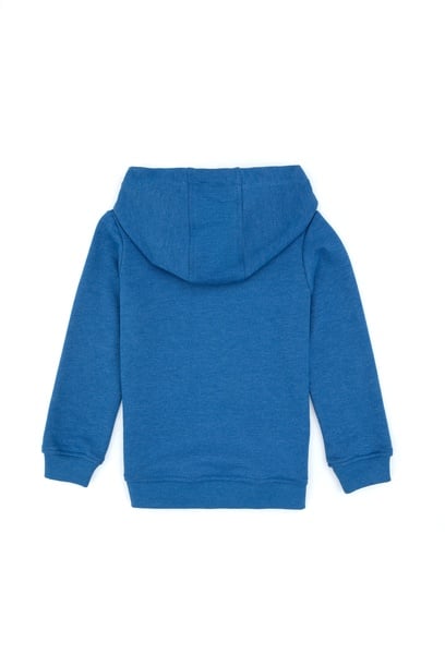 Erkek Çocuk Mavi Basic Kapüşonlu Sweatshirt