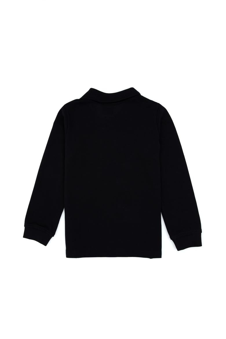 Erkek Çocuk Siyah Basic Polo Yaka Sweatshirt - 50307821007