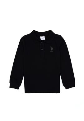 Erkek Çocuk Siyah Basic Polo Yaka Sweatshirt - 50307821007